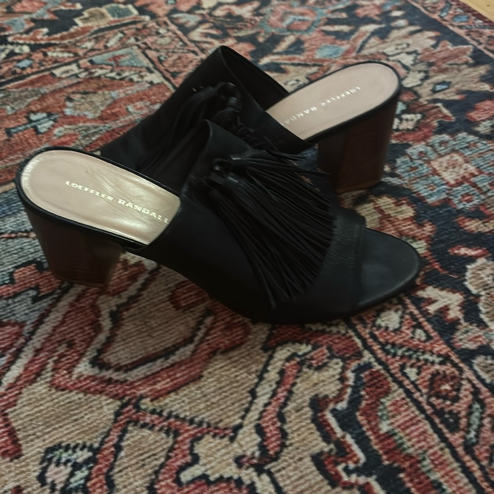 Loeffler Randall Tassel Leather Block Heel Mules 10B (9)
